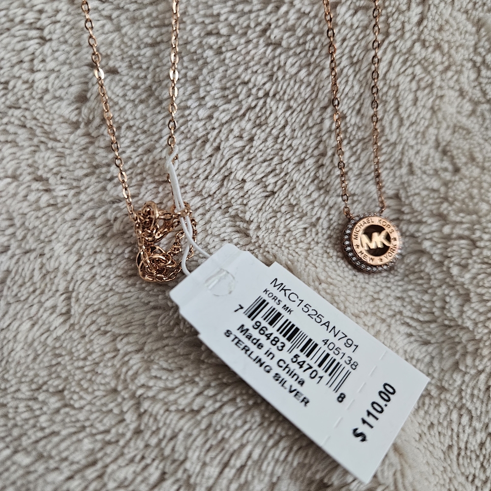 Michael Kors Rose Gold Logo Necklace - Picture 2 of 3